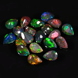 Black Ethiopian welo fire Opal Faceted Loose Gemstone A++  Welo Fire Opal 5x7 MM - Afbeelding 1 van 8