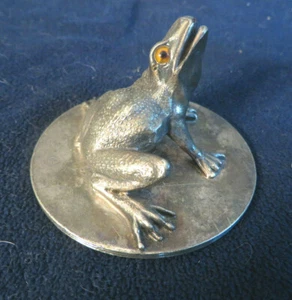 Antiker Hartford Silverplate CO Silverplate Frosch Figur Briefbeschwerer Glasaugen - Bild 1 von 9