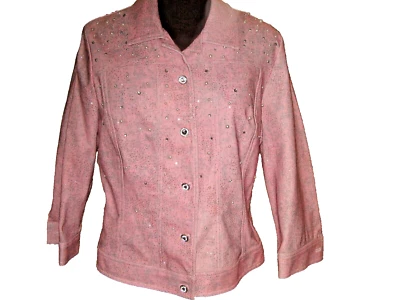 Vintage Pink Women's Jacket Size 12 Pink Pearl's Glitter Rhinestones Buttons LL - Image 1 of 4