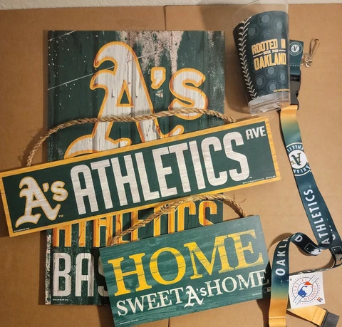 Oakland A's Athletics Team Lanyard Mix Lot! Wall Decorations, 1 Cup, 1 Lanyard Cover