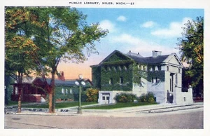 Postal de la Biblioteca Pública de Niles Michigan - Imagen 1 de 2