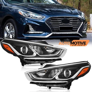For 2018-2019 Hyundai Sonata Clear Headlights Black Headlamps W/Bulb Left+Right - Foto 1 di 23