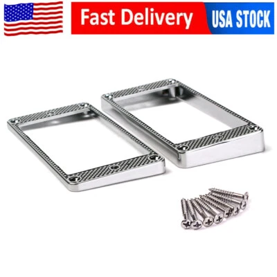 Metal Humbucker Pickup Ring Set SLANTED & Curved Bottom fit for LP Les Paul - Image 1 of 4