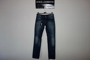 Dolce&Gabbana Black Label 14GOLD Logo Plate Faded&Distressed Blue Jeans 44 IT 31 - Picture 1 of 12