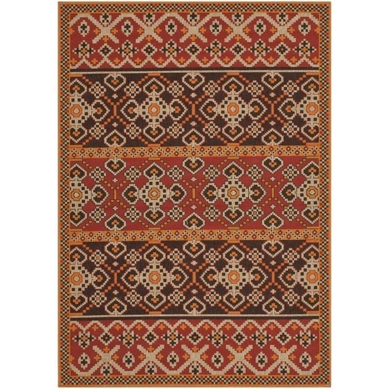 Safavieh Indoor/Outdoor Red/Chocolate Rug 6' 7 ' 6 - VER093-0332-6