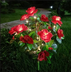 Solar Power Flower Lights 42 LED Outdoor Garden Landscape Yard Stake Lamp Decor - Picture 1 of 16