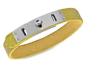 $54 FOSSIL Brand Iconic Turnlock Green Leather Stainles Steel Wrap Bracelet NWOT - Picture 1 of 1