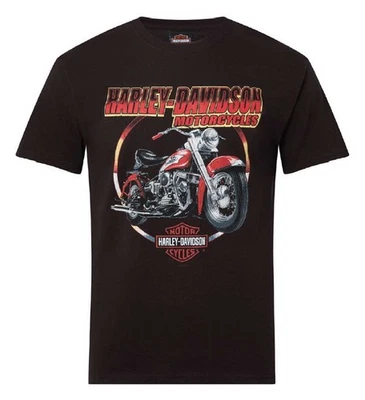 Harley-Davidson Men's Harvest Bike Short Sleeve Cotton T-Shirt, Black - Image 1 of 2