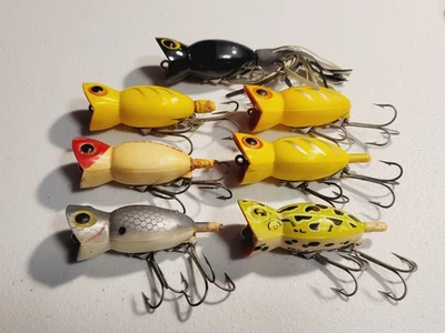 7 Fred Arbogast Hula Popper Fishing Lures 2 5/8" - Image 1 of 4