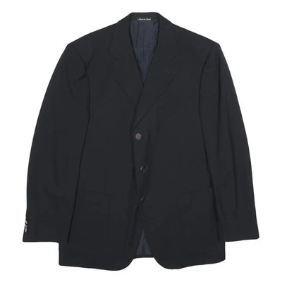 TRUSSARDI Mens Black Wool Classic Jacket L Button Closure Plain - Image 1 of 4