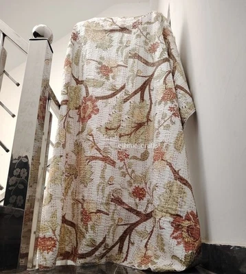 Handmade Quilt Kantha Tree Printed Block Print Quilt Kantha Boho Hippie Quilt - Image 1 of 4