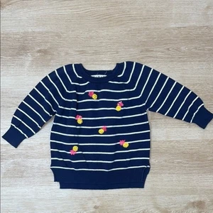 Pink Republic Navy White Striped Sweater with sequined pineapple motif - Picture 1 of 4