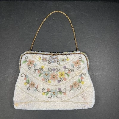 Monedero Joelle Bolsos Francia De Colección Con Cuentas Diseño Floral Detallado Latón? Cadena LEER Foto 1 de 4