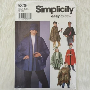Simplicity 5309 Sewing Pattern * Size: S-M-L * Capes, Poncho, 2 Length, and Hats - Picture 1 of 3