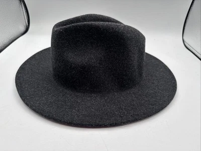 Dark  Gray WIDE BRIM FELT HAT WESTERN COWBOY FESTIVAL BOHO - Image 1 of 4