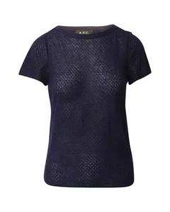 A.P.C. Crew Neck T-Shirt in Navy Blue Tencel - Picture 1 of 7