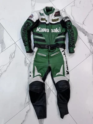 Kawasaki Motorbike Leather Racing Suit Biker Protective Gear Track Wear - Image 1 of 4