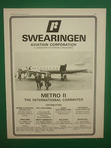 9/1978 PUB SWEARINGEN AVIATION FAIRCHILD INDUSTRIE METRO II BIZJET ORIGINAL AD - Picture 1 of 1