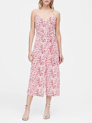 Mono de Viaje Banana Republic Rosa Leopardo Pierna Ancha Recortado #512532 ¡NUEVO CON ETIQUETAS! 10 Foto 1 de 3