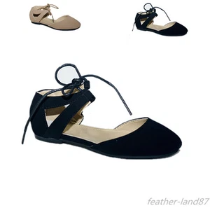 New Kids Girls Comfort Casual Ballet Flat Lace Up Ankle Strap Dress Shoes - Picture 1 of 14