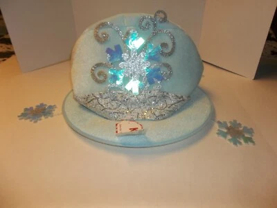 Chapéu Krazzy Lidz enfeite de árvore de Natal mesa floco de neve prata azul - Imagem 1 de 4