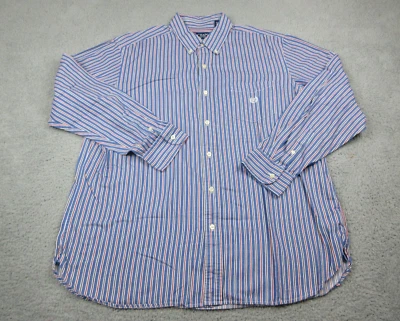 Chaps Shirt Mens Adult Extra Large Blue Logo Stripes Button Up Shirt - Image 1 of 4