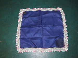 PURE IRISH LINEN HANDKERCHIEF LACE EDGE PURPLE - Picture 1 of 3