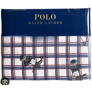 Brand New Polo Ralph Lauren BOY Teddy Bear SKI FLANNEL KING SIZE Sheet Set 🎿 - Picture 1 of 4