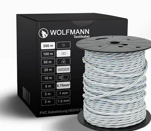 2-adrig Textilkabel für Lampe Lampenkabel gedreht Regenbogen-Weiß 2x0,75 - Bild 1 von 1