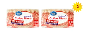 Great Value Natural Basket Coffee Filters 100 Count x 2 packs - Bild 1 von 8