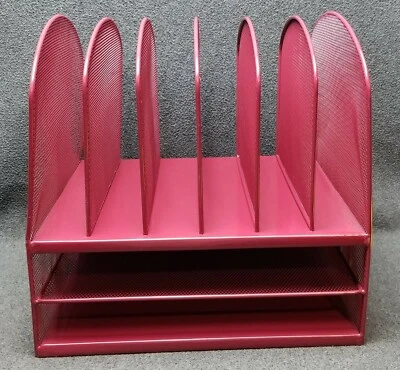 Organizador de escritorio Safco Products Onyx Mesh 2 bandejas/6 clasificadores 3255We Borgoña Foto 1 de 4
