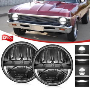 DOT Pair 7" Inch Round LED Headlights Hi/Lo Sealed Beam For 1963-1978 Chevy Nova - Bild 1 von 17