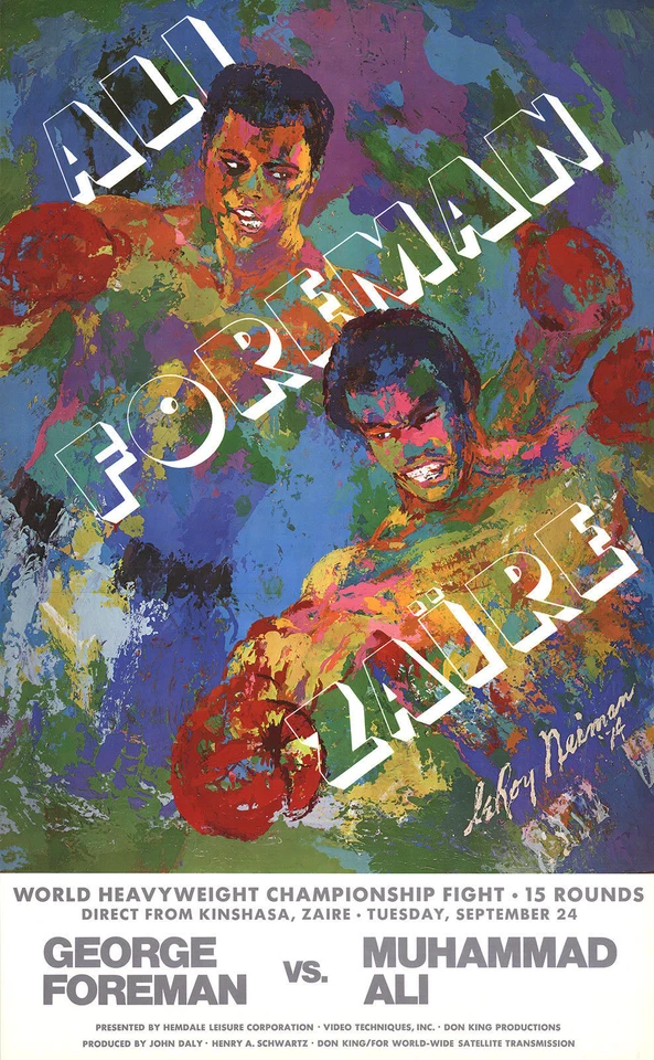 拳击艺术印刷品 - 阿里 - 福尔曼 - 扎伊尔 Leroy Neiman Muhammad George 海报 — 第 1/1 张图片