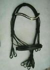 Weymouth Leather Bridle With Crystal Browband, Double Leather Reins.