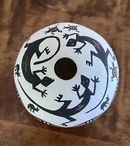 Signiert V. Chino N.M. Acoma Indianer Indianer Keramik kleiner Samen Topf Echsen - Bild 1 von 6