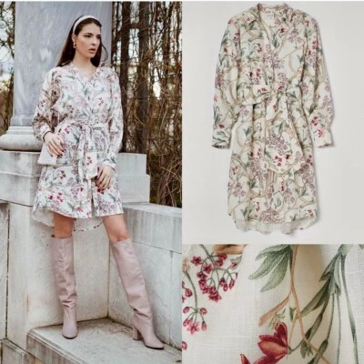 Johanna Ortiz x H&M HM 100% Linen Orchid Floral MIDI SHIRT DUSTER DRESS - Image 1 of 4