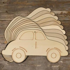 10x Wooden Comic Old Car Craft Shapes 3mm Plywood - Picture 1 of 4