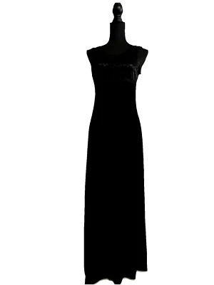 VTG 90's My Michelle Dress Whimsygoth Velvet Corset Black Burnout Medium Long - Image 1 of 4