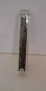 New~5 1/2" Clear Acrylic Mezzuzah Filled w/Multi Color Sparkling Glitter+Scroll - Picture 1 of 4