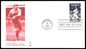 1983 Babe Ruth FDC Ruth as Red Sox Pitcher HM Shue Cachet - Picture 1 of 2