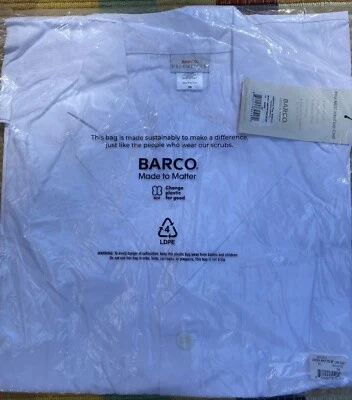 NWT Barco Essential Made To Matter Long Unisex 4 Pocket Lab Coat Sz 38 White - Image 1 of 4