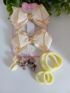 Handmade Girls Hair Bow Set Glitter Solid Colors Baby Toddler Kids Accessories  - Picture 1 of 5