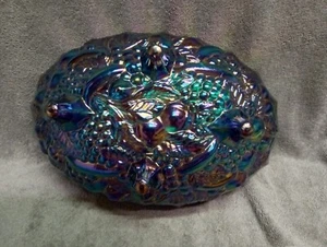 Indiana Carnival Glas Ernte Muster Bananenschale in einem tiefblau irisierenden - Bild 1 von 12