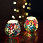 Tealight Candle Holders for Home Decor Mosaic Glass Balcony Decor Diwali Candle
