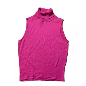 ETCETERA Silk/Cotton/Cashmere Turtleneck Knit Top Womens Sz M Pink Sleeveless - Picture 1 of 5