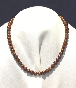 Collar de perlas teñidas de agua dulce 7 mm color cobre - Imagen 1 de 6