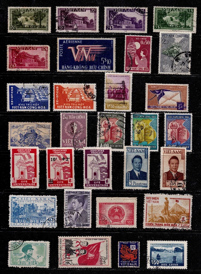 Vietnam Postage Stamps 1950/60s Mint & Used Selection Rice Papers etc (30v). - Image 1 of 1