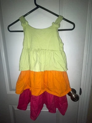 Crazy 8 Kids Dress Size Small Green Orange And Red Ruffled Summer - Imagem 1 de 3