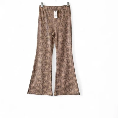 Faux Leather Snake Print High Waist Flare Pants - Image 1 of 4