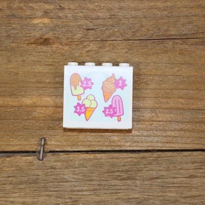 LEGO 60581pb070 White Panel 1x4x3 Sign W/ 4 Ice Cream Cones and Prices Pattern - Picture 1 of 4